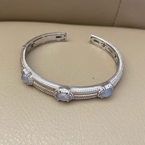 925 Sterling Silver cz stone Handcrafted Cuff Bangle